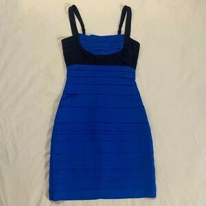 OH SO GORGEOUS BCBGMAXAZRIA MIDI  COCKTAIL DRESS MIDNIGHT BLUE COLOR SIZE 0